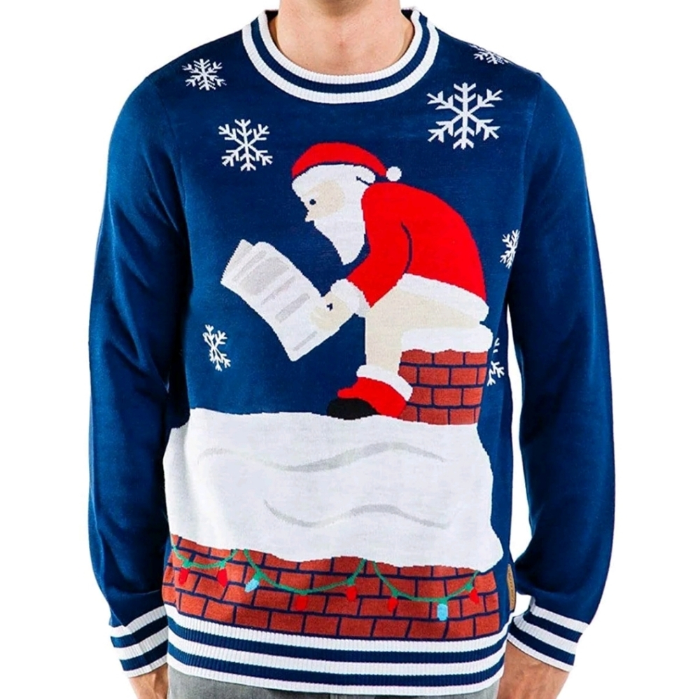 Tipsy Elf "ugly Christmas sweater " pooping Santa size S